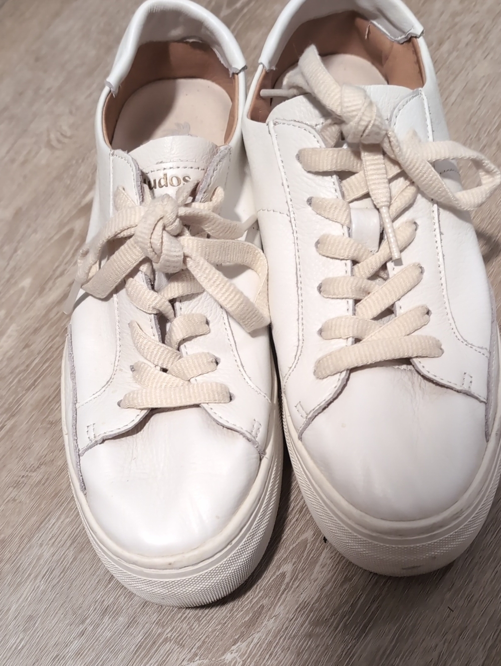Soludos White Leather Tennnis Shoes